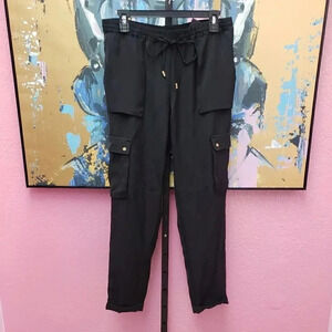 H & M Satin Feel Black Cargo Pant